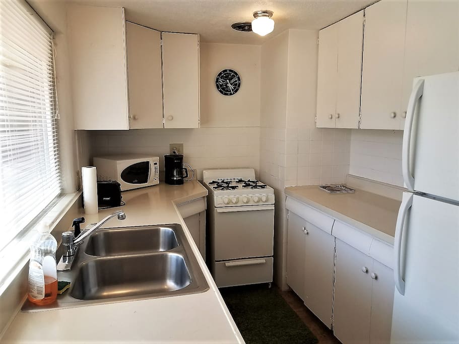 The fully-equipped kitchen.