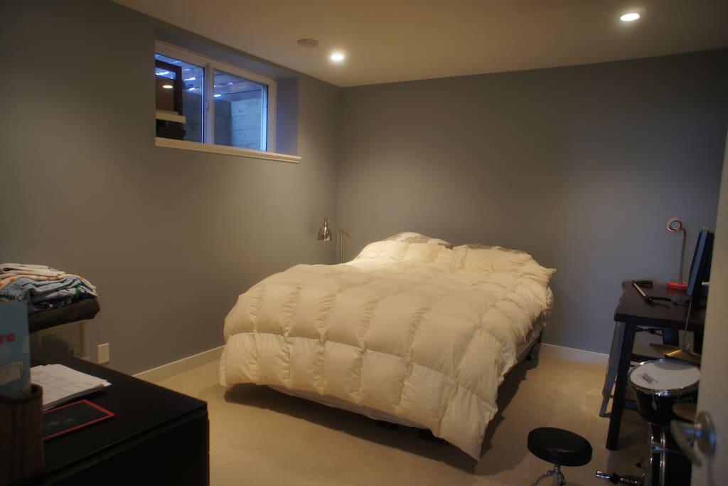 Downstairs bedroom with queen sized bed