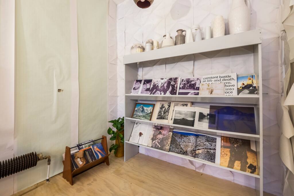 The downstairs mini-library
