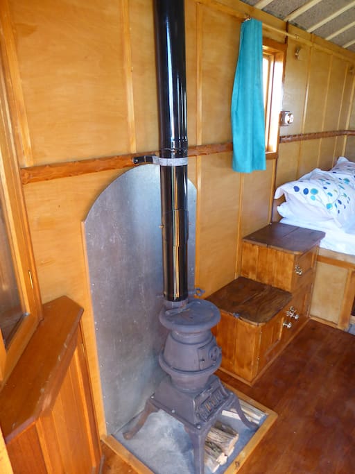 Log burning stove.