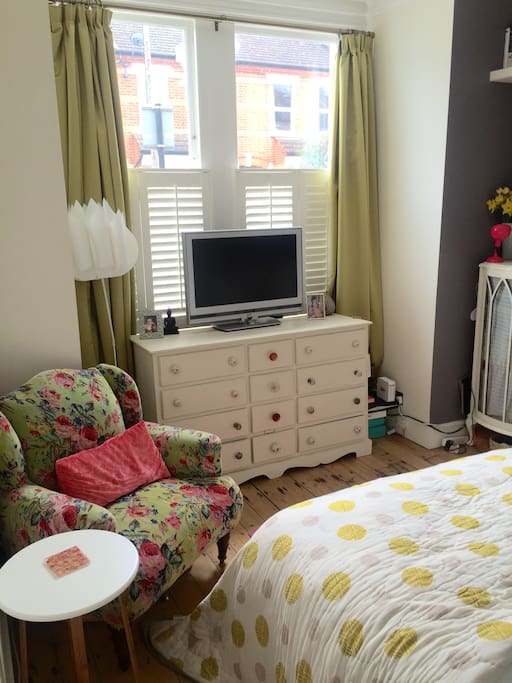Bedroom 1 with TV and double bed