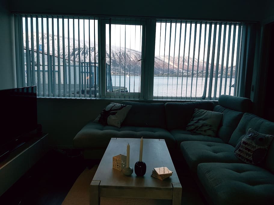 Beautiful view over Tromsøysundet from the living room