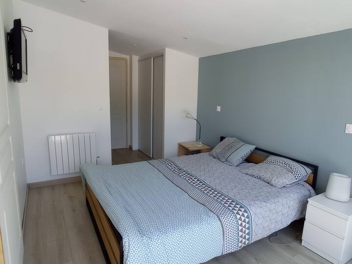 Glavna spavaća soba s vodom, TV. 