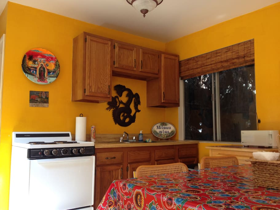 A fully-equipped kitchen is available.
