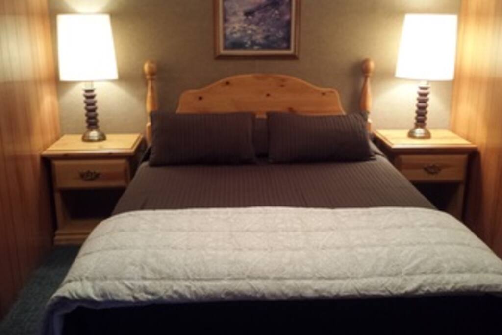 Great queen beds for 1-2 guests & a fold out bed!