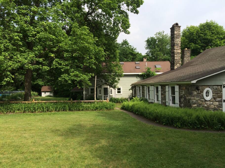 View from garage to cottage