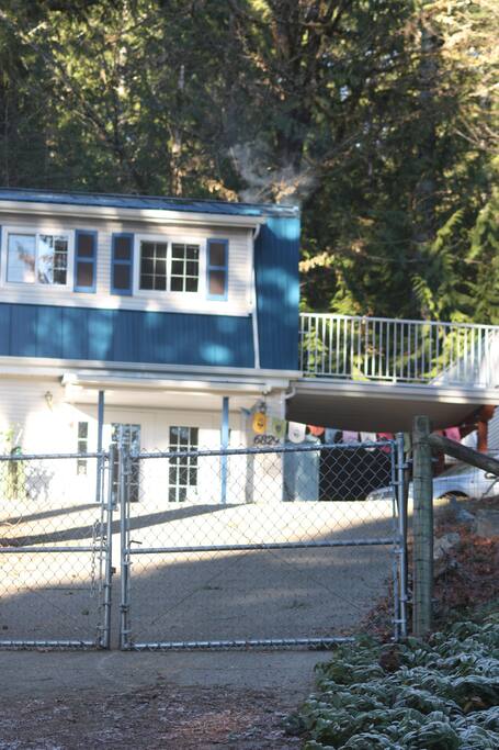The GuestSuite is accessed from the deck and a flight of outdoor stairs.
