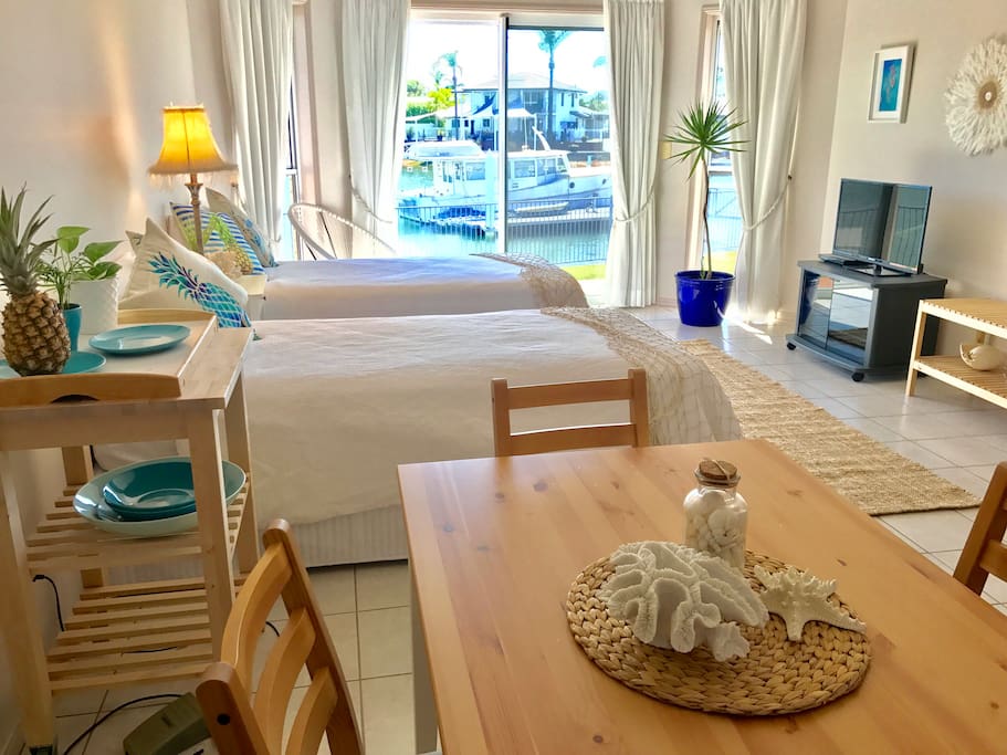 Guests can choose bed configuration prior to booking. Standard setup is a Queen Sized bed but we can add an extra Single Bed if required.