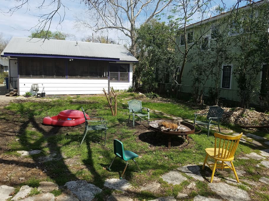 Big above ground firepit in the backyard and plenty of kindlin'!