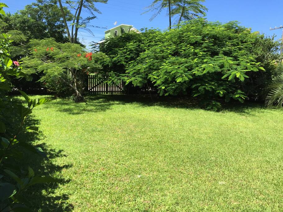 Jardim da frente da propriedade. Muita sombra e ar fresco.