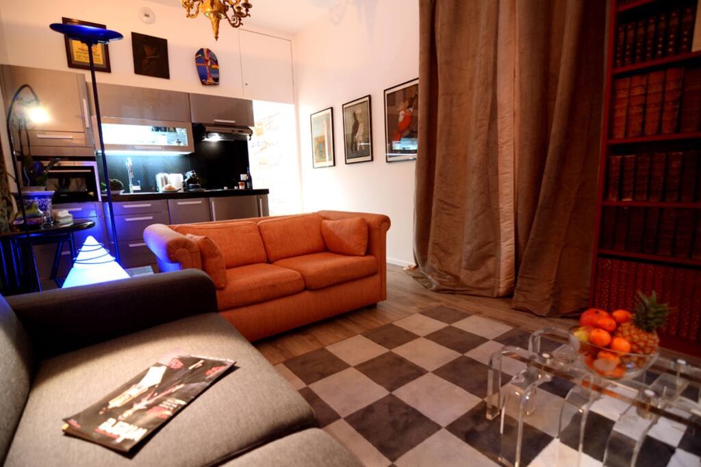 Living area overlooking the kitchen