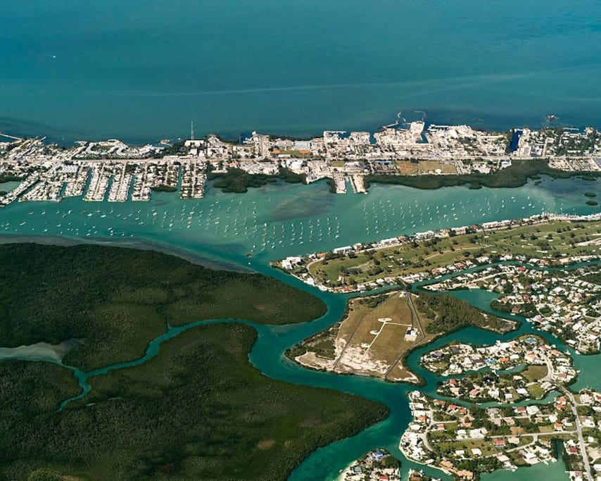 Aerial view of Boot Key Harbor.