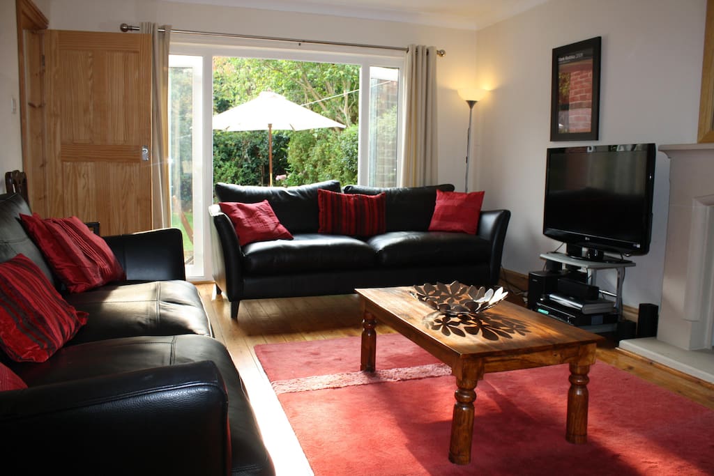 Patio doors lead outside. Or watch Sky TV inside.