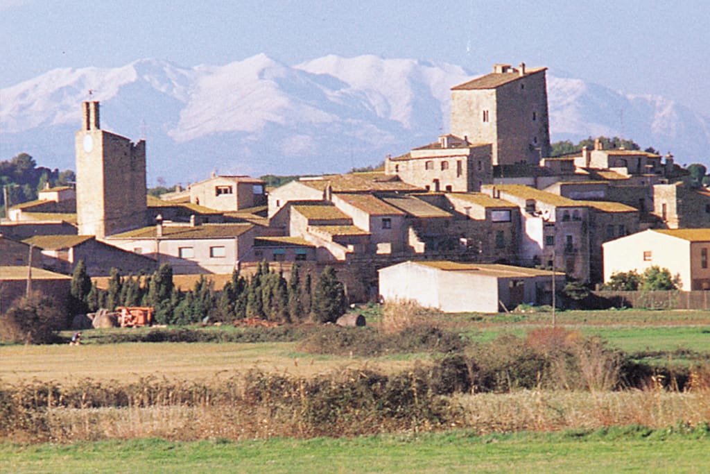 The village with Pyrenees in the backround