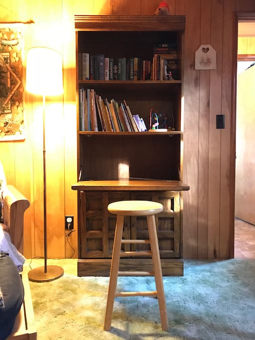 This is a cozy writing area for quick notes or for journaling.
