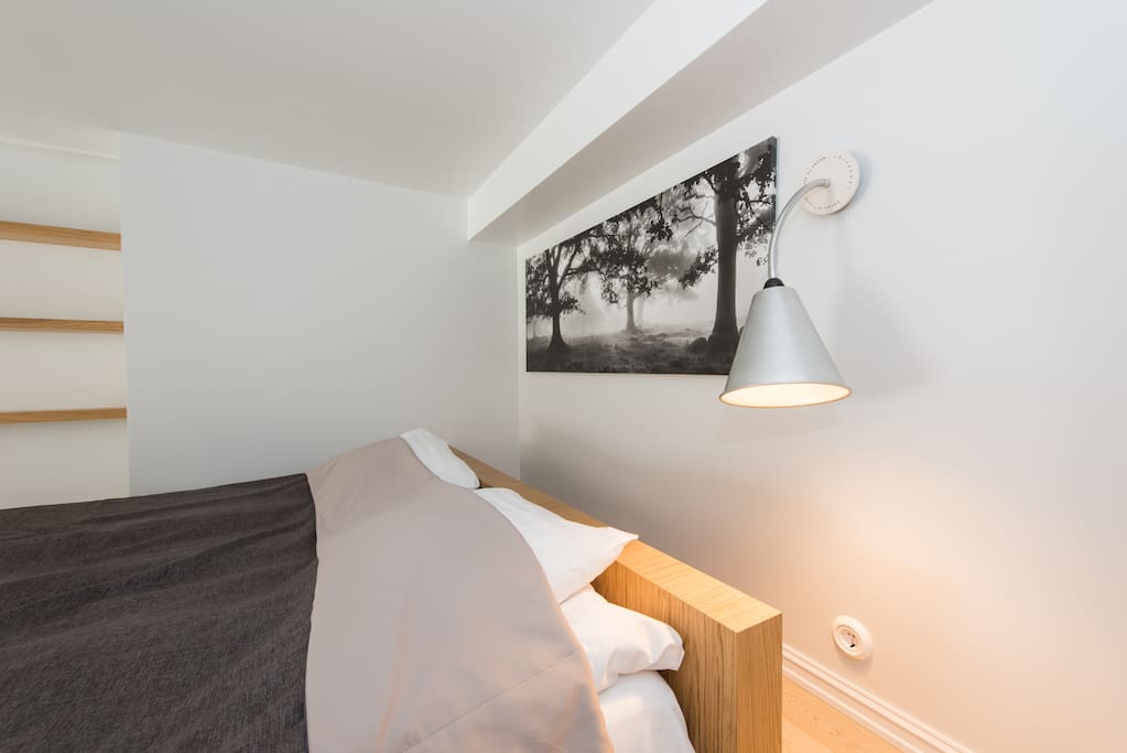 The flat features high end Estonian design, including this bed for a very comfortable night’s sleep