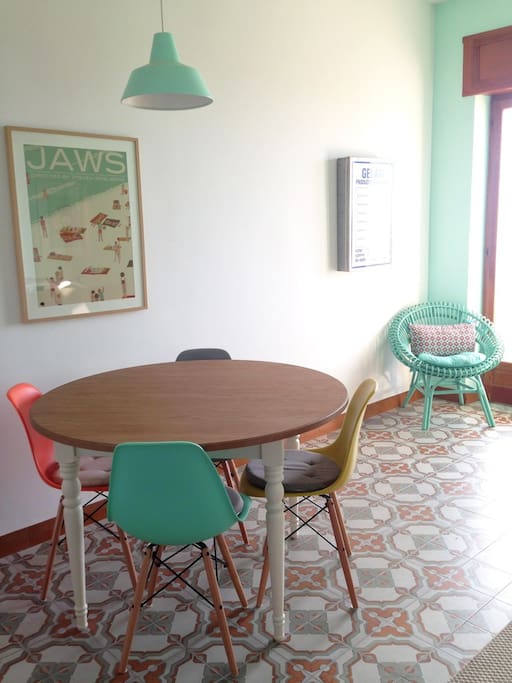 The living room with access to the balcony