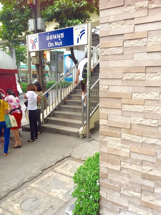 Stairs to BTS Onnut station is front door of Apartment
