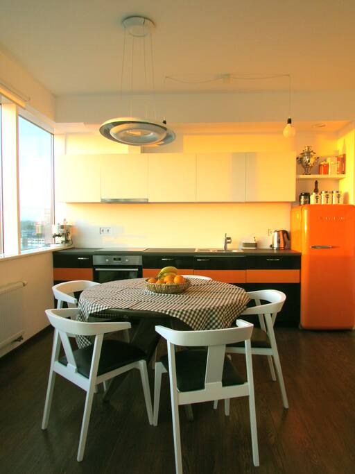 Dining area and kitchen