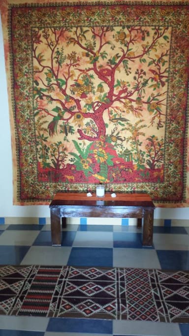 One of the quiet spaces on the first floor. Tree of Life contemplation corner.