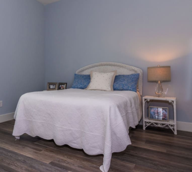 Entrance to room, double bed