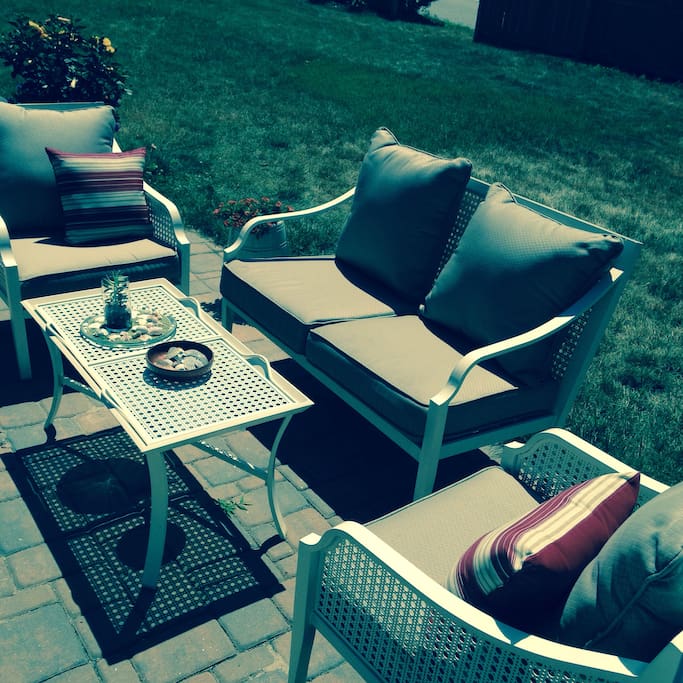 Relax, talk, have coffee or wine on this comfy setting area on the patio