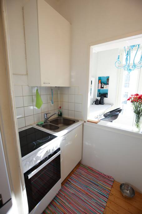 In my kitchen you can cook breakfast or dinner with kitchen tools what you can find behind doors.
