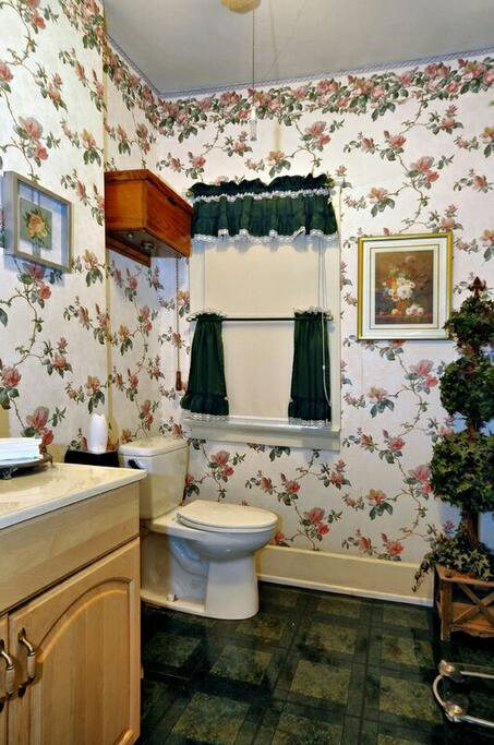 Private ladies room and mens room has 3 stalls