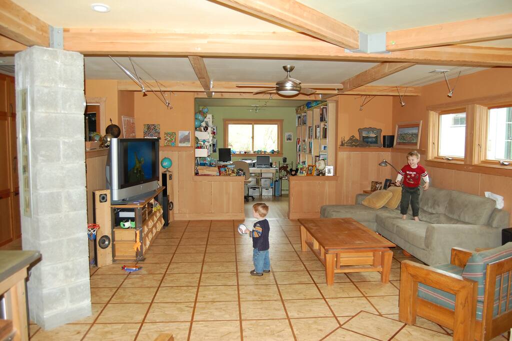 Living Room with 60" TV (Office in Back)