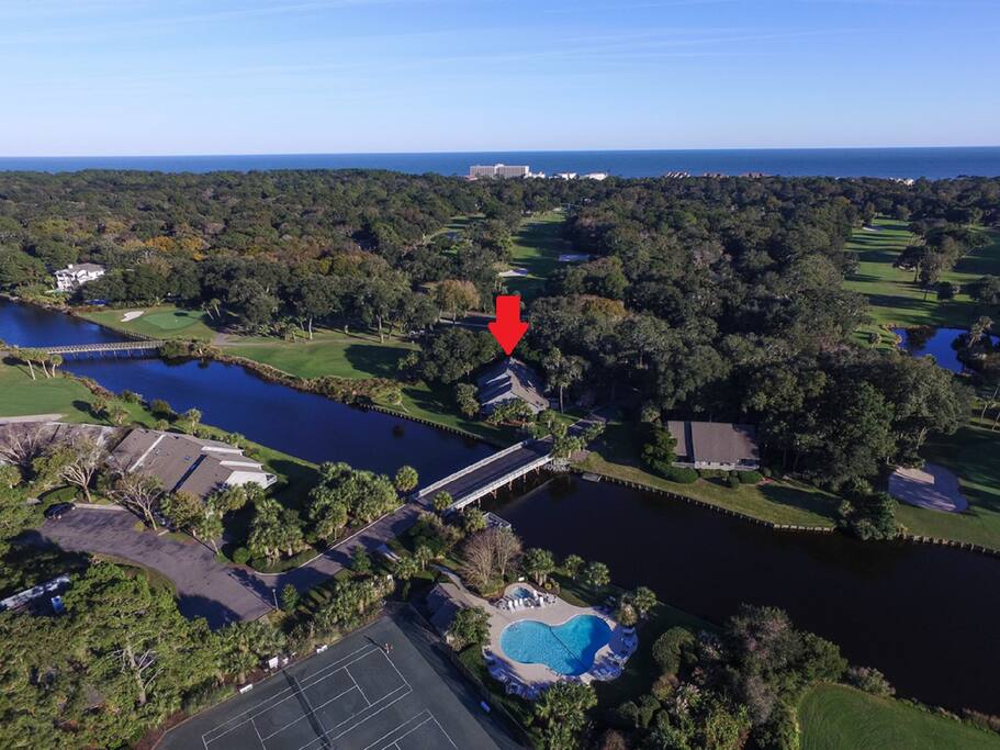 Private Inverness Community Pool is across the street from villa.