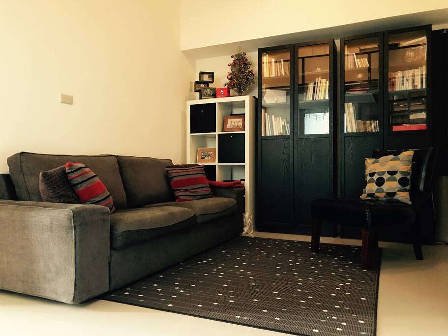 This is the second living room with an air conditioner unit. The couch can convert into a single person sleeping quarter