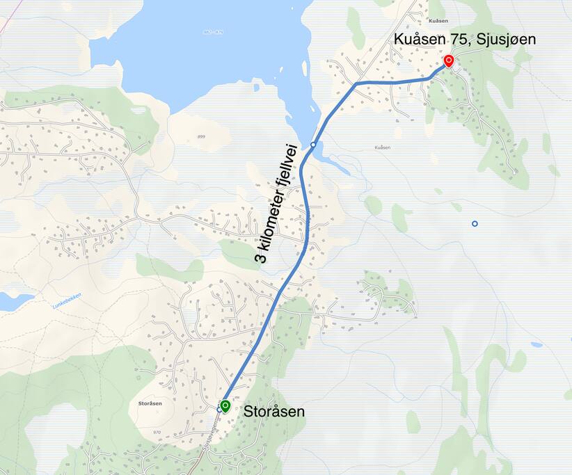 Fra Sjusjøen/Storåsen er det cirka 3 kilometer til hytte 75.