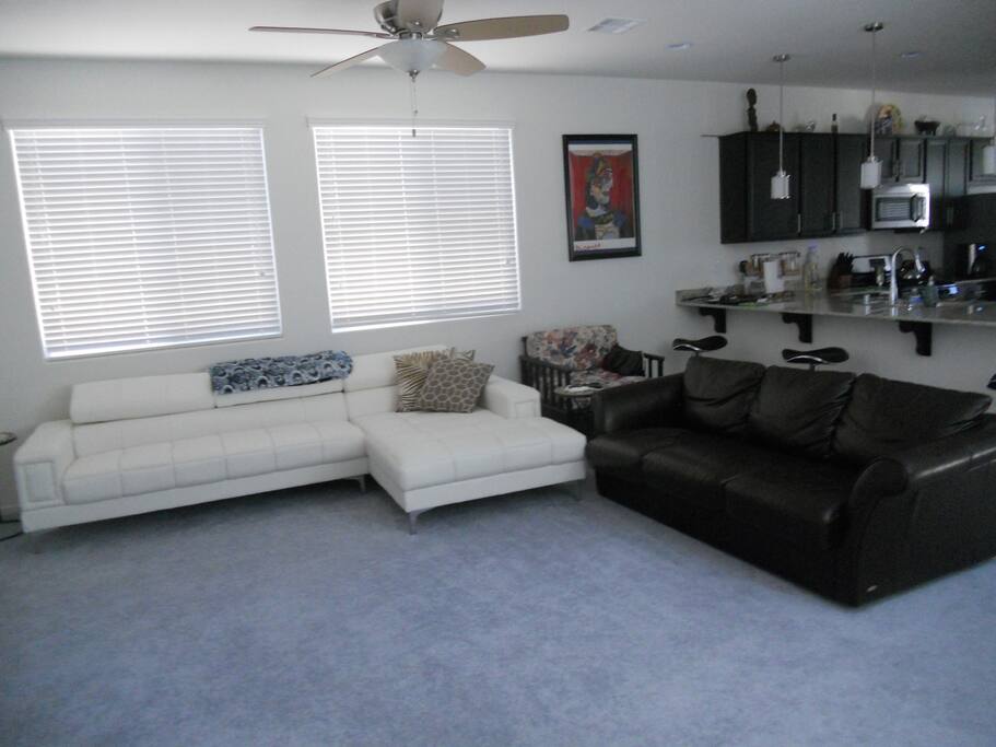 Living Room has a sofa sleeper.