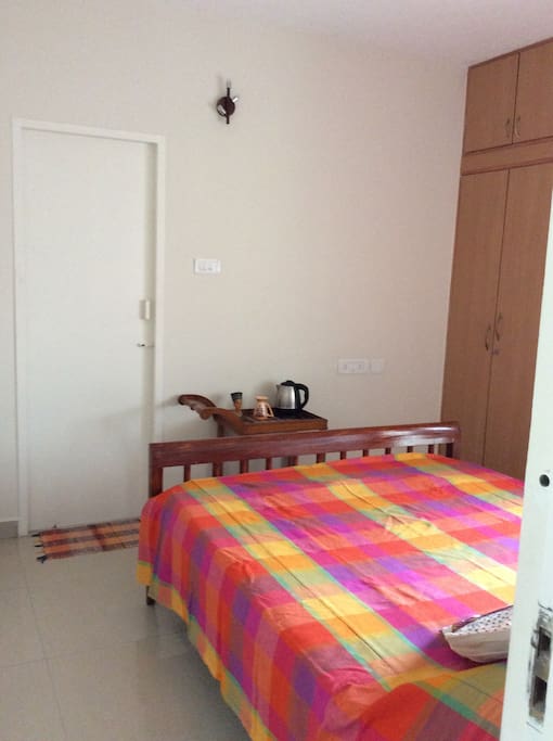 Cupboard, tea/coffee trolly and private bathroom