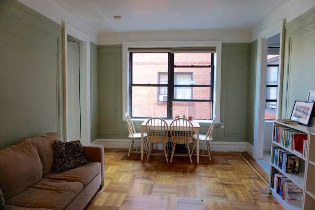 Living room with dining table and seating area