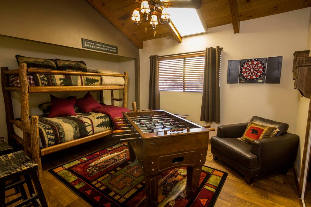Foosball table and dart board bedroom 1