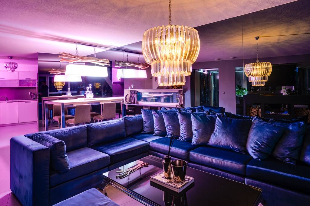 Woon ruimte met sfeer verlichting