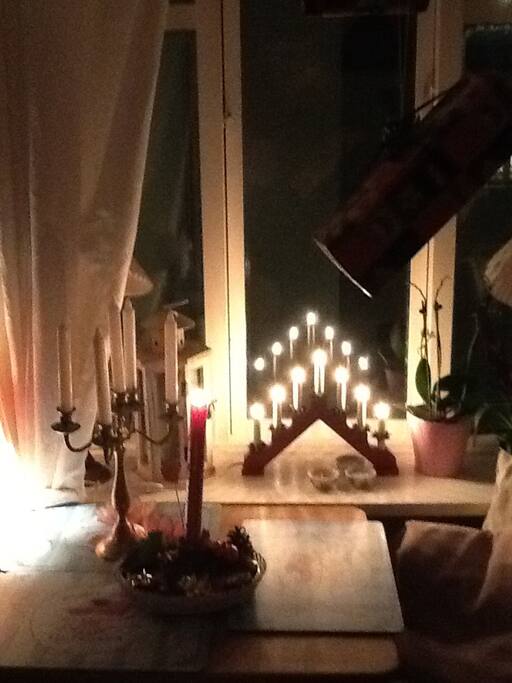 Living room Window at christmas time