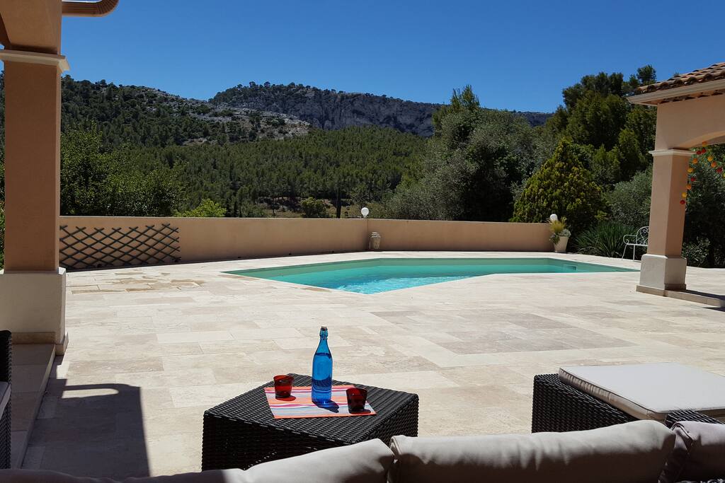 En face de la terrasse, le massif du Gros Cerveau