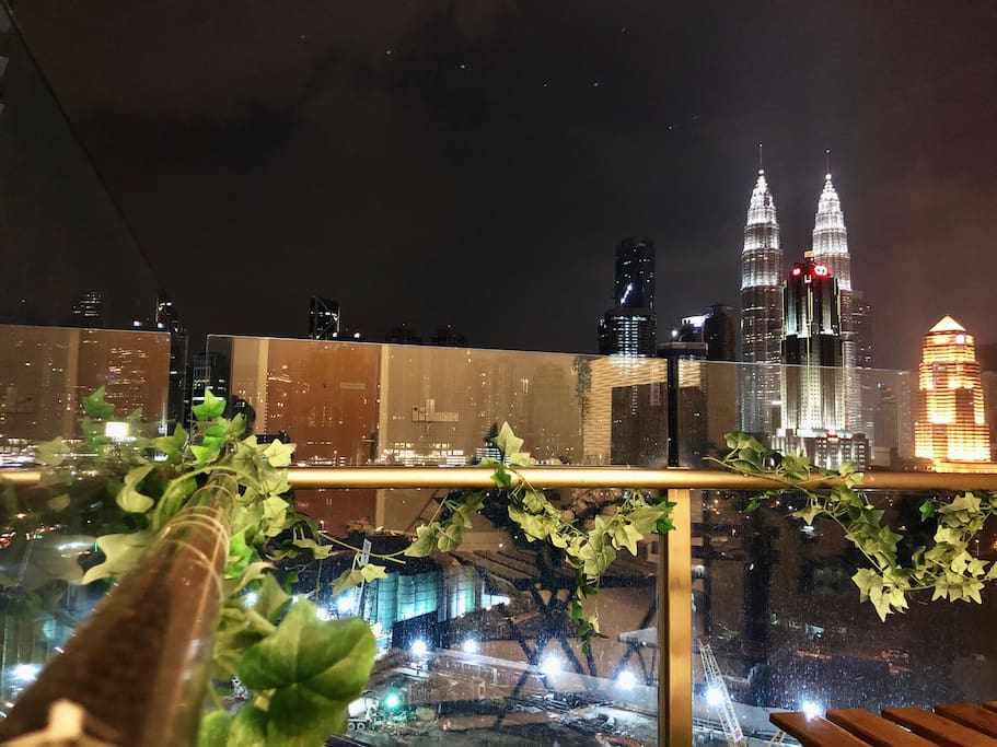 Awesome KL City panoramic view from Balcony (Night Time)
