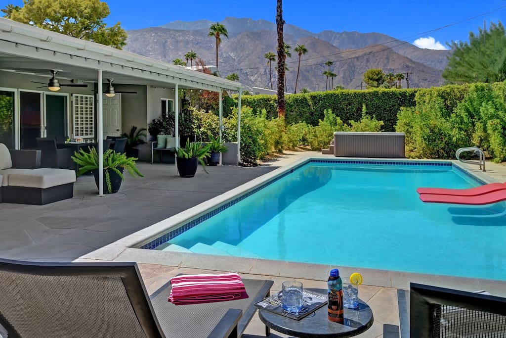 Master bedroom patio to pool and mountain view.