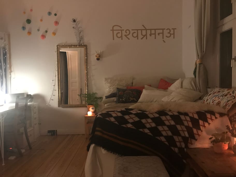 couch (aka bed) and workspace