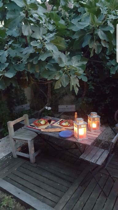 dîner sous le figuier