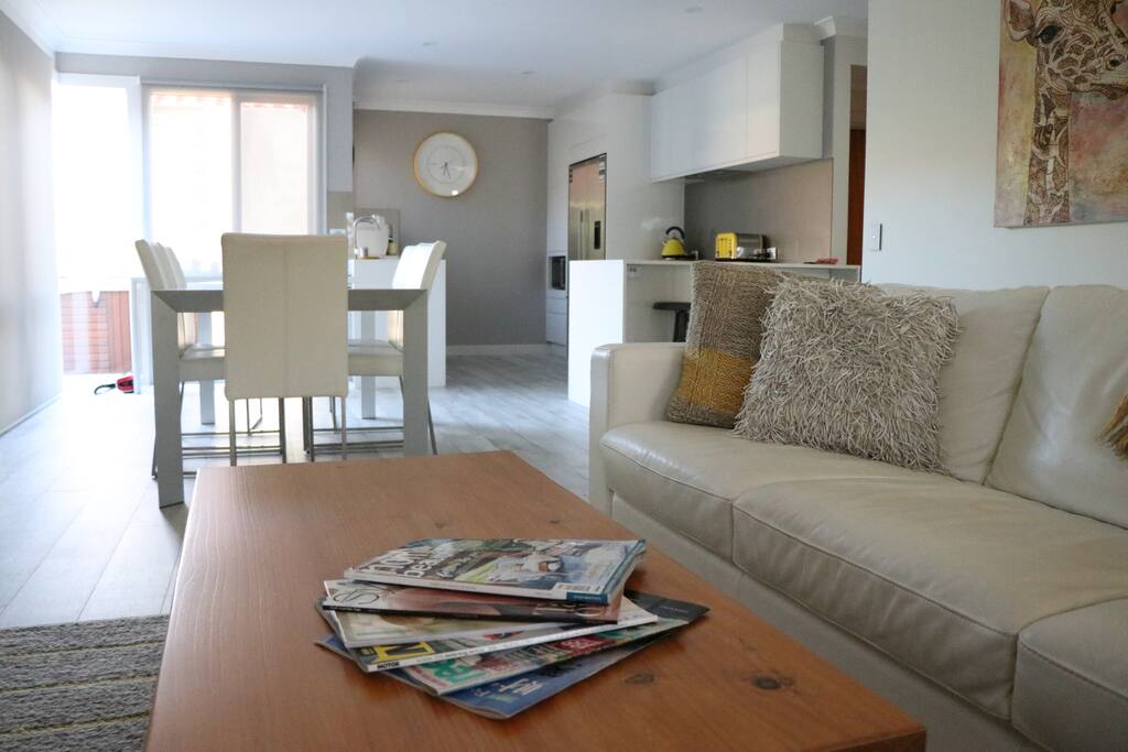 Living, dining, kitchen