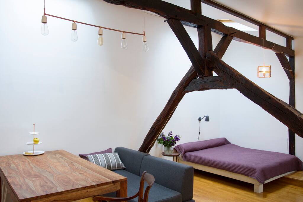 View of the main space with the sleeping area