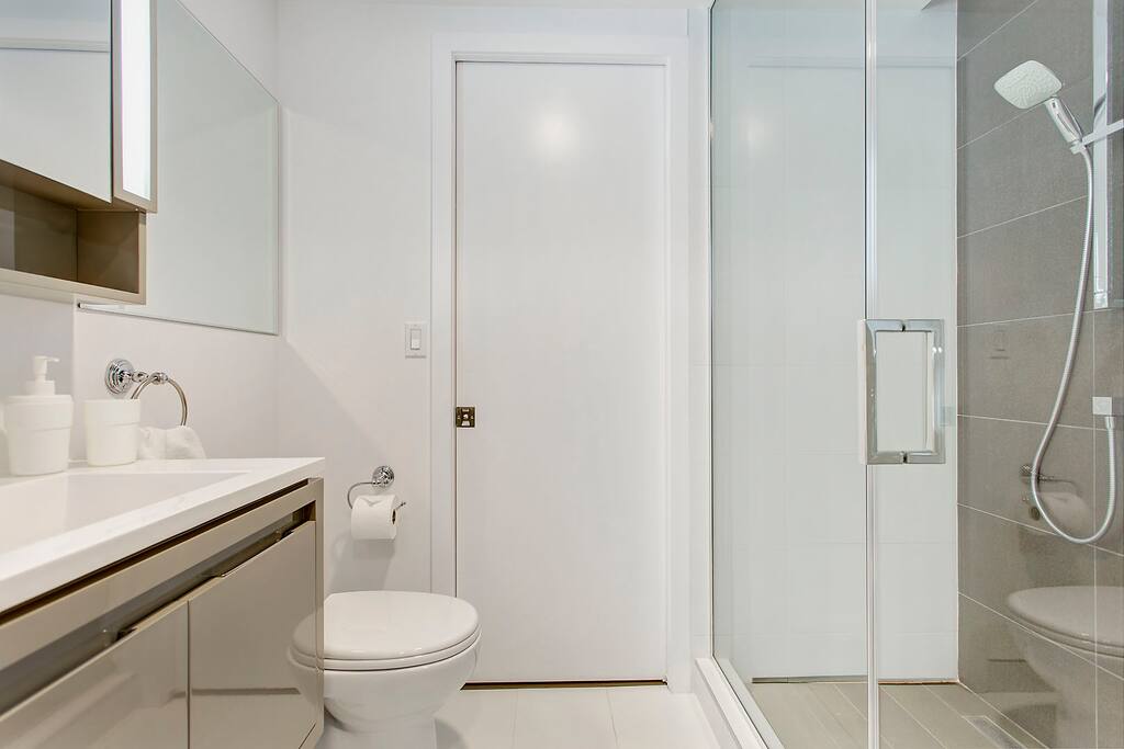 Bathroom with glass shower