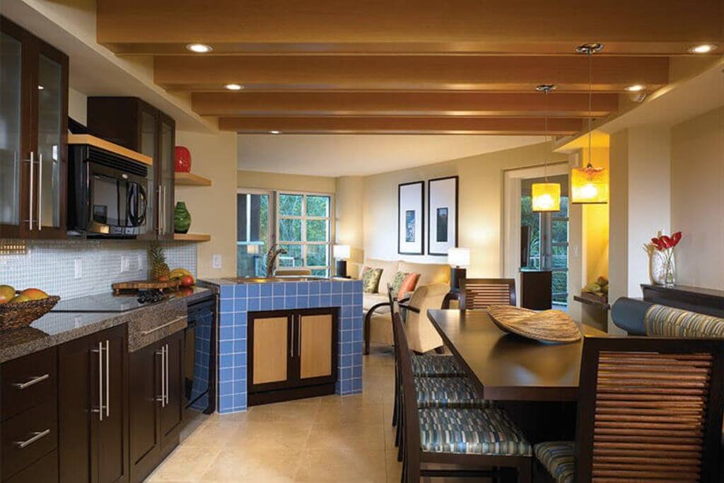 This is the living area/kitchen view of the villa !