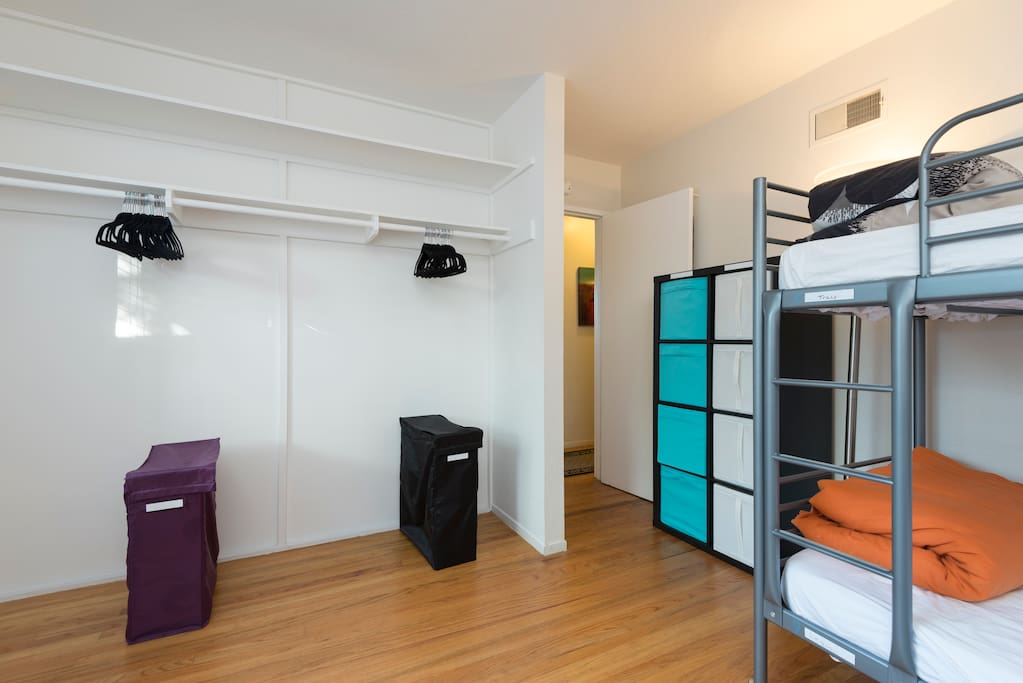 Large closets - hangers and hampers provided
