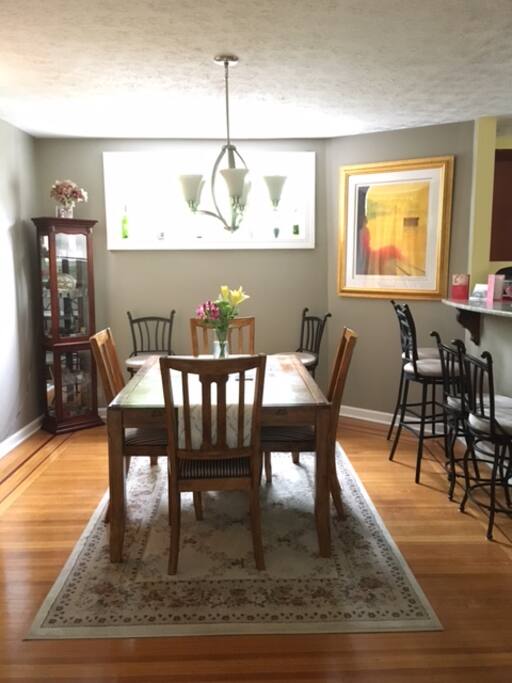Dining table to accommodate 6 + 6 barstools & bar/tea cart