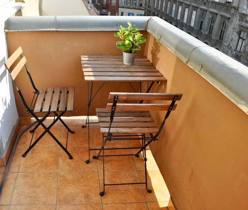 The balcony with a table for two